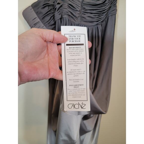 NWT Cache Ombre One Shoulder Beaded Detail Cocktail Party Dress Gray Size 8 - Picture 8 of 10